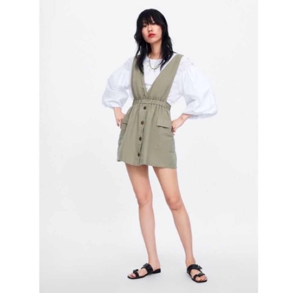 ZARA PINAFORE LINEN DRESS 💚